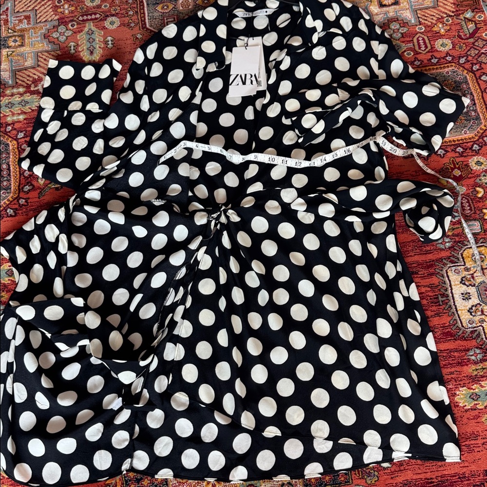 NEW Tag Zara Black & White Polka Dot Wrap Dress Size L Bloggers Fave - Picture 6 of 6